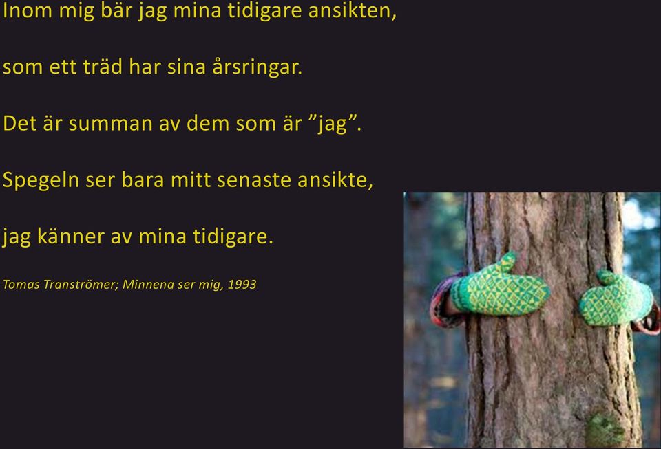 Spegeln ser bara mitt senaste ansikte, jag känner av