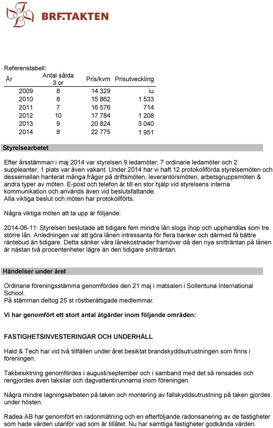 Under 2014 har vi haft 12 protokollförda styrelsemöten och dessemellan hanterat många frågor på driftsmöten, leverantörsmöten, arbetsgruppsmöten & andra typer av möten.