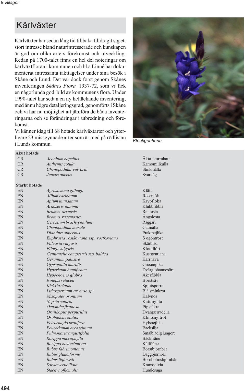 Det var dock först genom Skånes inventeringen Skånes Flora, 1937-72, som vi fick en någorlunda god bild av kommunens flora.