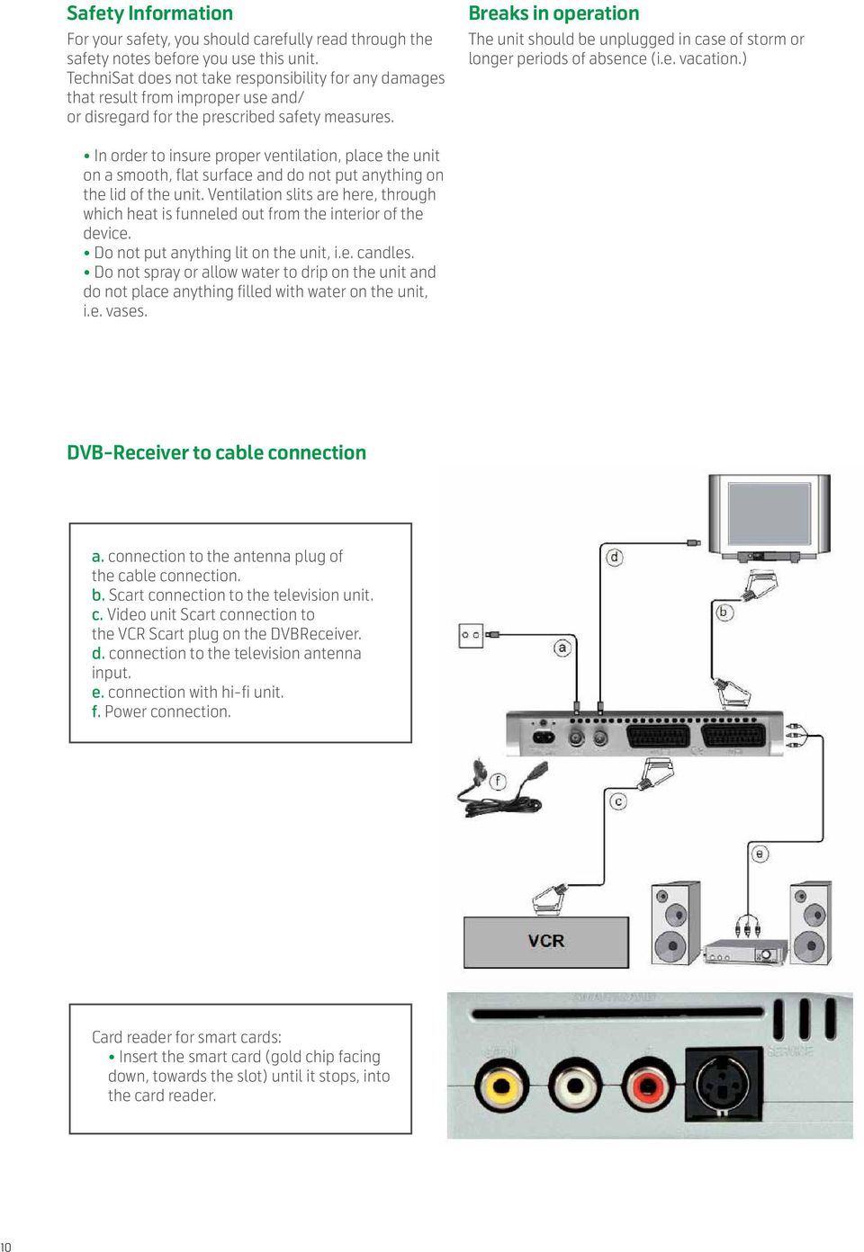 Breaks in operation The unit should be unplugged in case of storm or longer periods of absence (i.e. vacation.