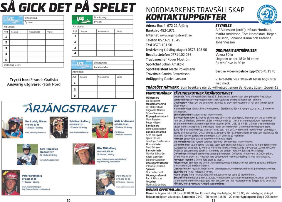 Utdelning rätt: Omsättning: System: Att utdela: Avd Segrare Kvarvarande Värde Att utdela: Avd Segrare Kvarvarande Värde Att utdela: Omsättning: Antal andelar: Omsättning: System: NORDMARKENS