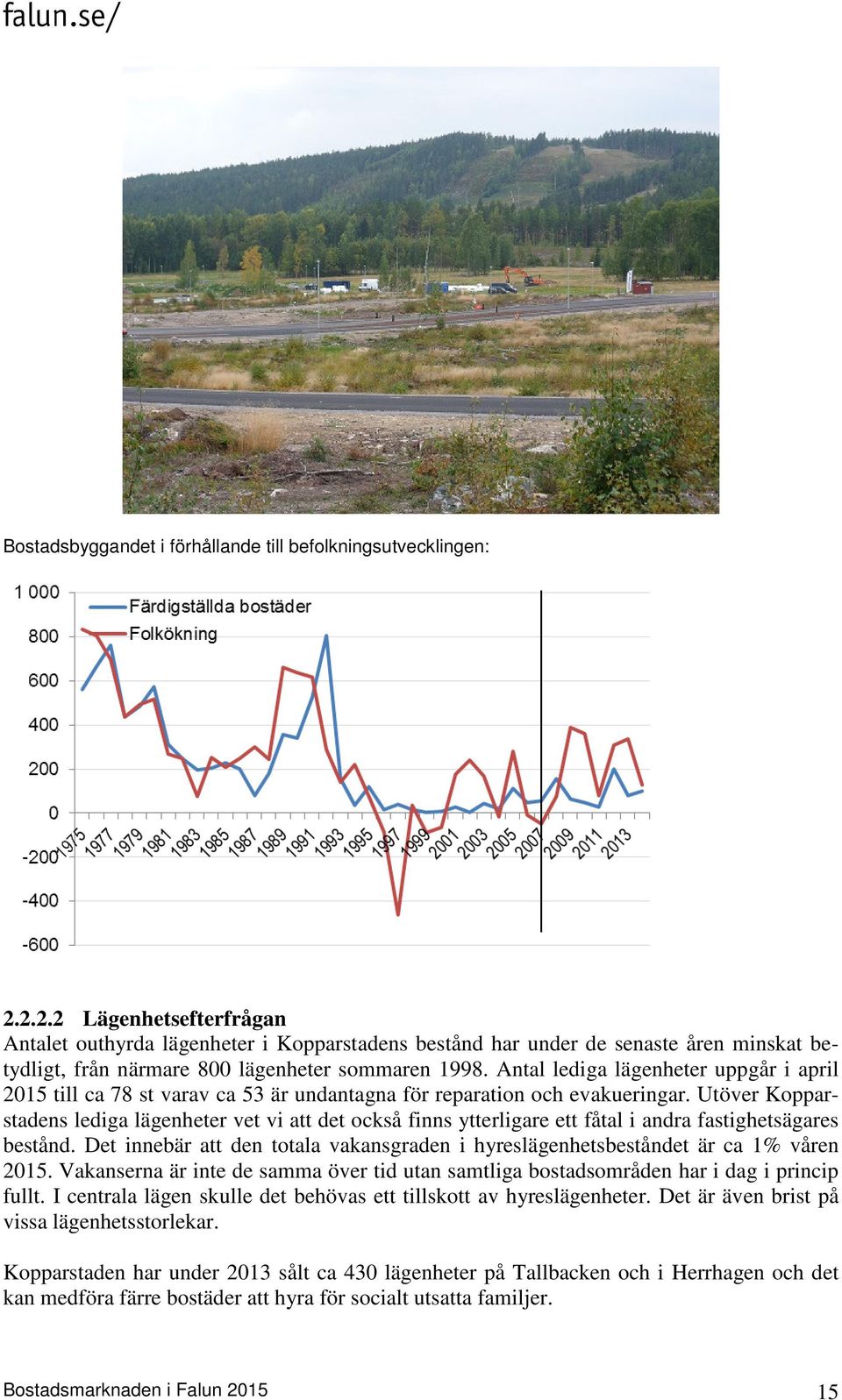 Antal lediga lägenheter uppgår i april 2015 till ca 78 st varav ca 53 är undantagna för reparation och evakueringar.