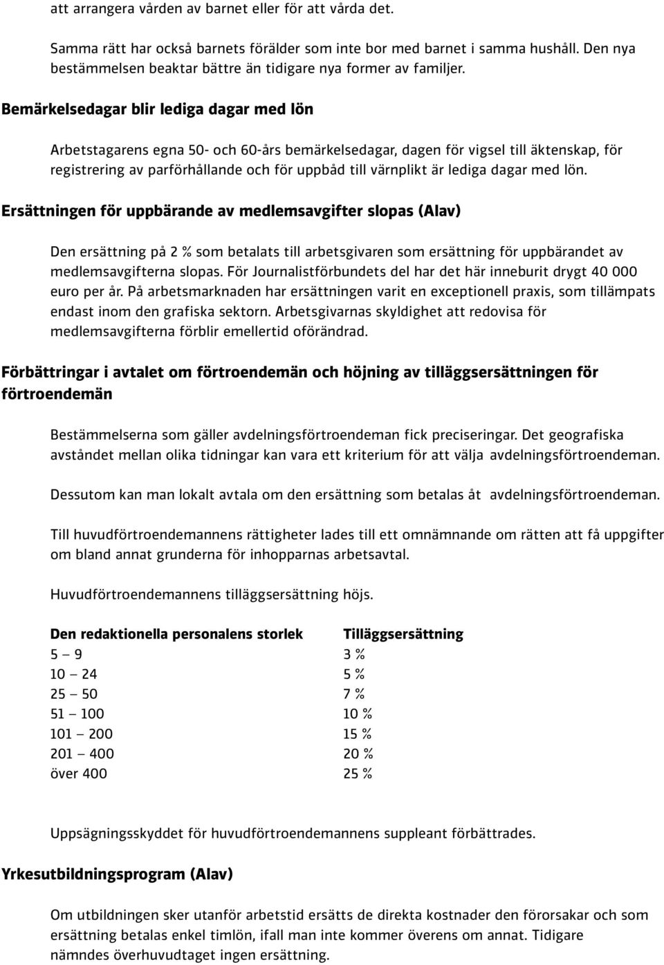 Bemärkelsedagar blir lediga dagar med lön Arbetstagarens egna 50- och 60-års bemärkelsedagar, dagen för vigsel till äktenskap, för registrering av parförhållande och för uppbåd till värnplikt är