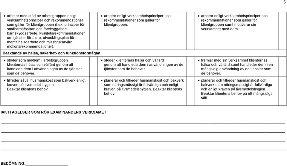 Beaktande av hälsa, säkerhet- och funktionsförmågan stöder som medlem i arbetsgruppen klienternas hälsa och välfärd genom att handleda dem i användningen av de tjänster som de behöver.