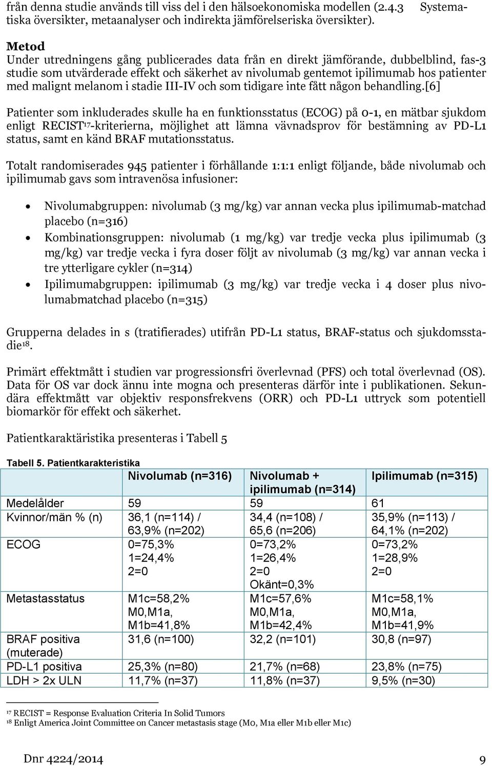 melanom i stadie III-IV och som tidigare inte fått någon behandling.