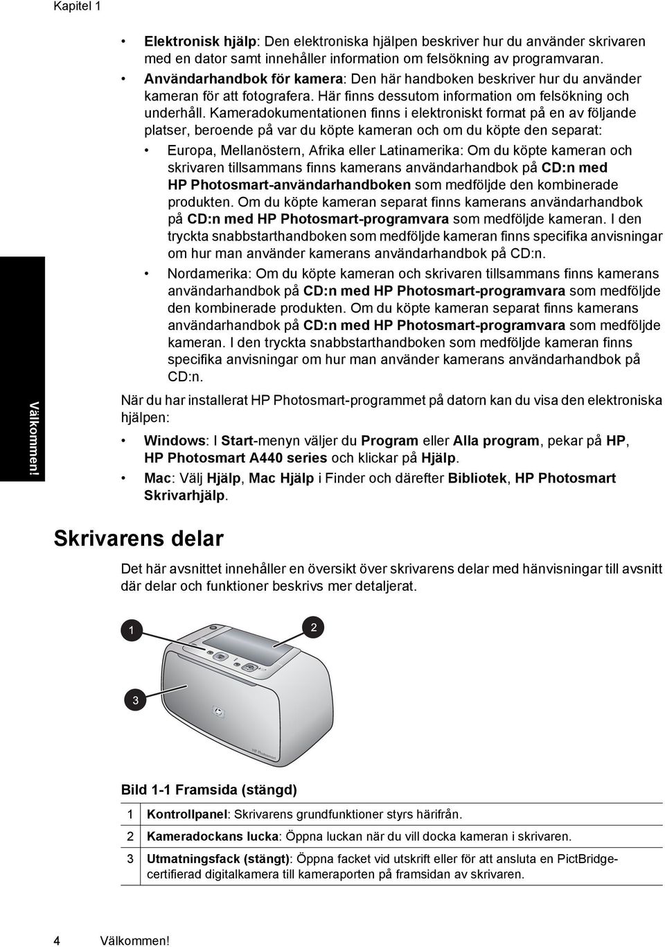 Kameradokumentationen finns i elektroniskt format på en av följande platser, beroende på var du köpte kameran och om du köpte den separat: Europa, Mellanöstern, Afrika eller Latinamerika: Om du köpte