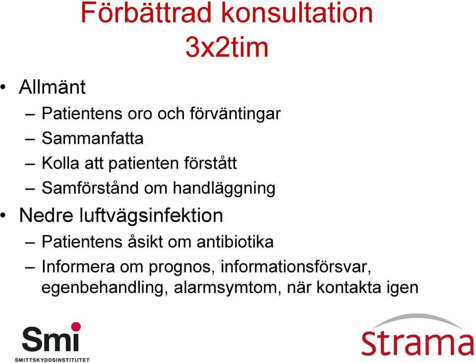 Nedre luftvägsinfektion Patientens åsikt om antibiotika Informera om