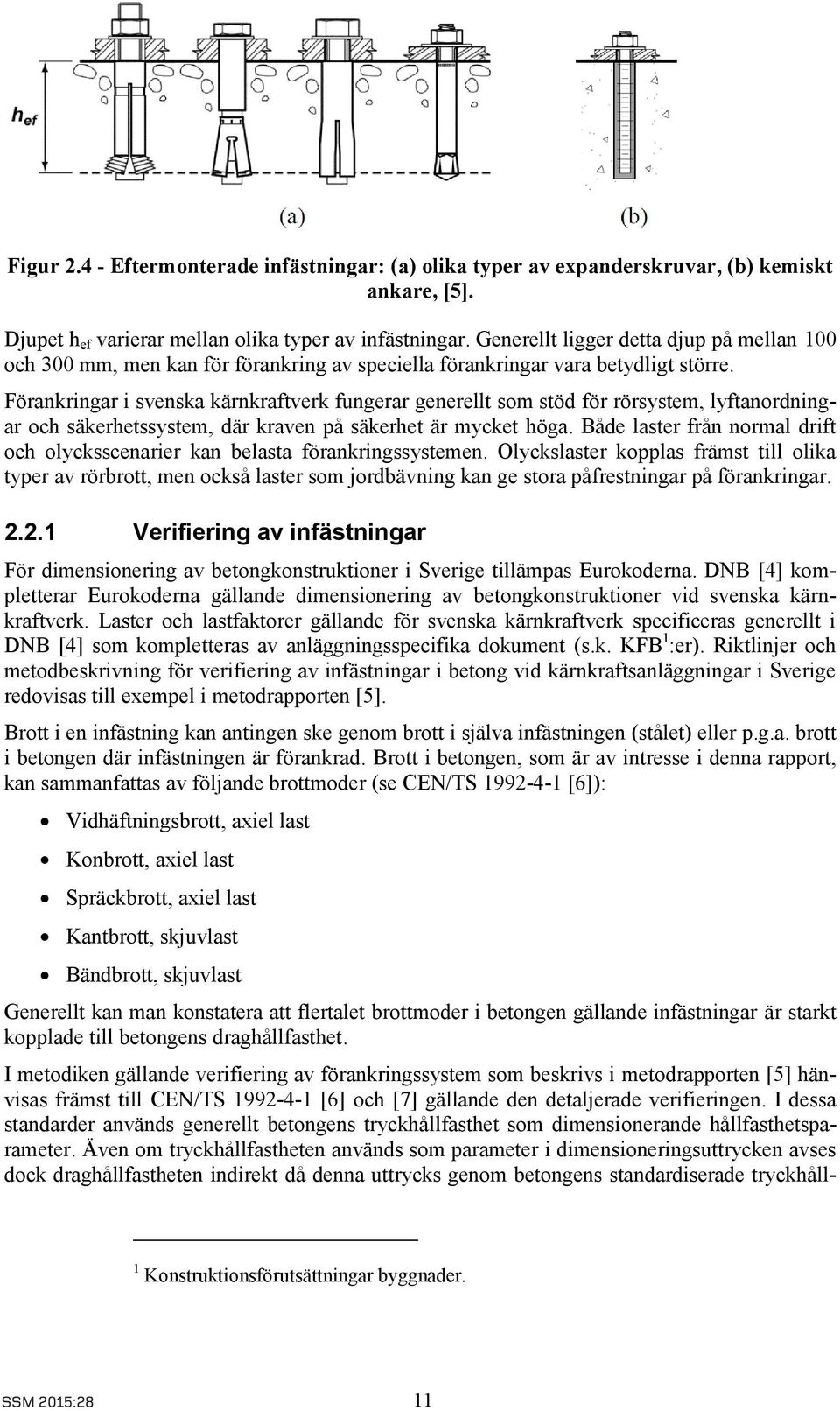 Förankringar i svenska kärnkraftverk fungerar generellt som stöd för rörsystem, lyftanordningar och säkerhetssystem, där kraven på säkerhet är mycket höga.