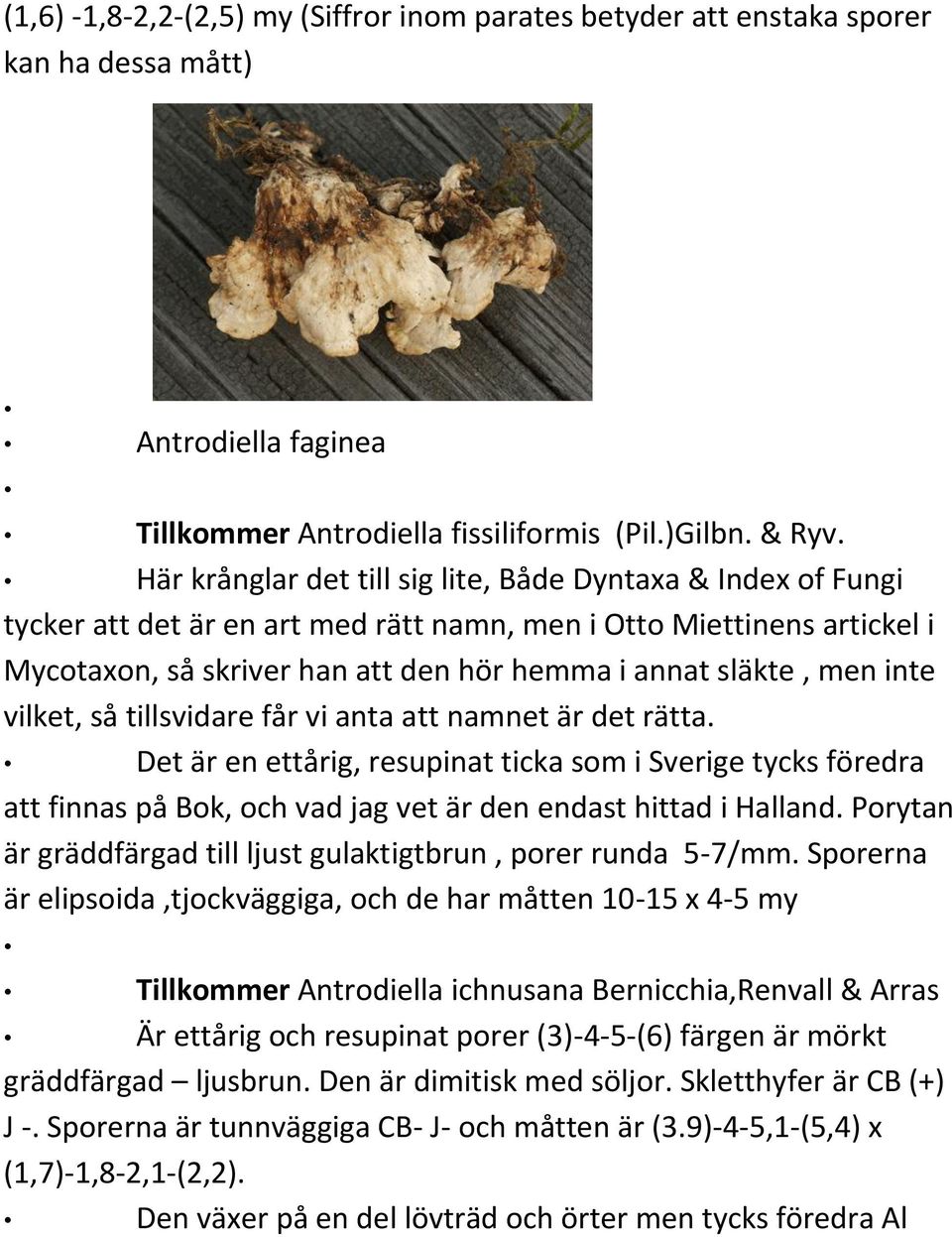 inte vilket, så tillsvidare får vi anta att namnet är det rätta. Det är en ettårig, resupinat ticka som i Sverige tycks föredra att finnas på Bok, och vad jag vet är den endast hittad i Halland.