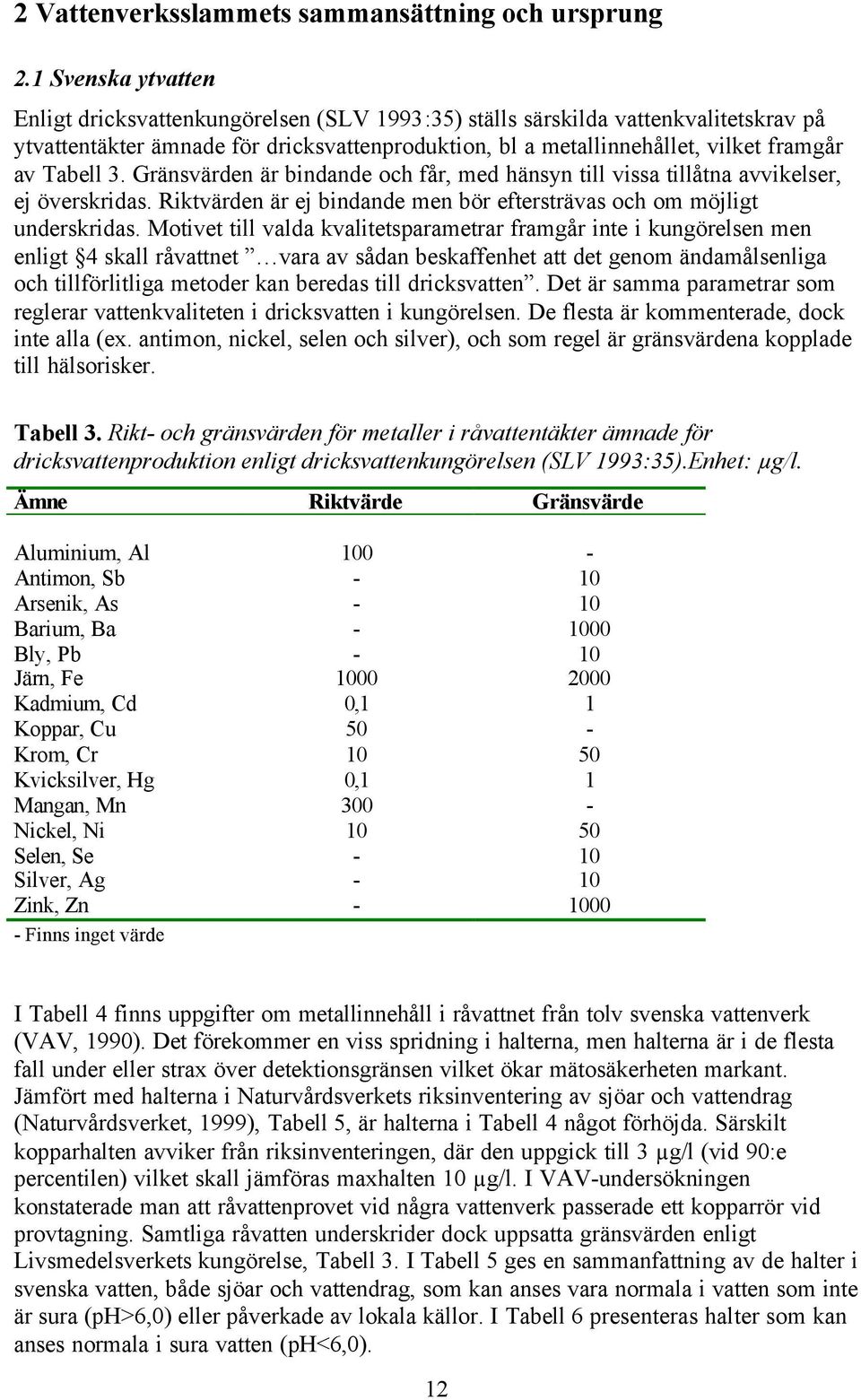 Tabell 3. Gränsvärden är bindande och får, med hänsyn till vissa tillåtna avvikelser, ej överskridas. Riktvärden är ej bindande men bör eftersträvas och om möjligt underskridas.