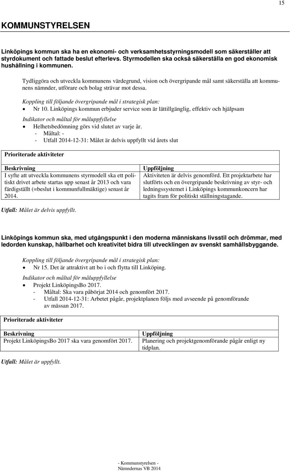 Tydliggöra och utveckla kommunens värdegrund, vision och övergripande mål samt säkerställa att kommunens nämnder, utförare och bolag strävar mot dessa.