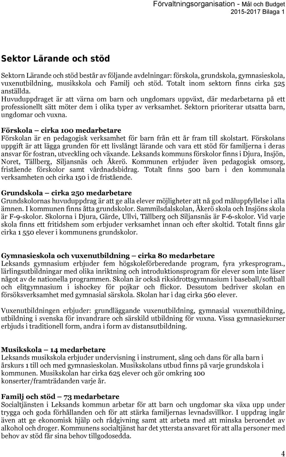 Sektorn prioriterar utsatta barn, ungdomar och vuxna. Förskola cirka 100 medarbetare Förskolan är en pedagogisk verksamhet för barn från ett år fram till skolstart.