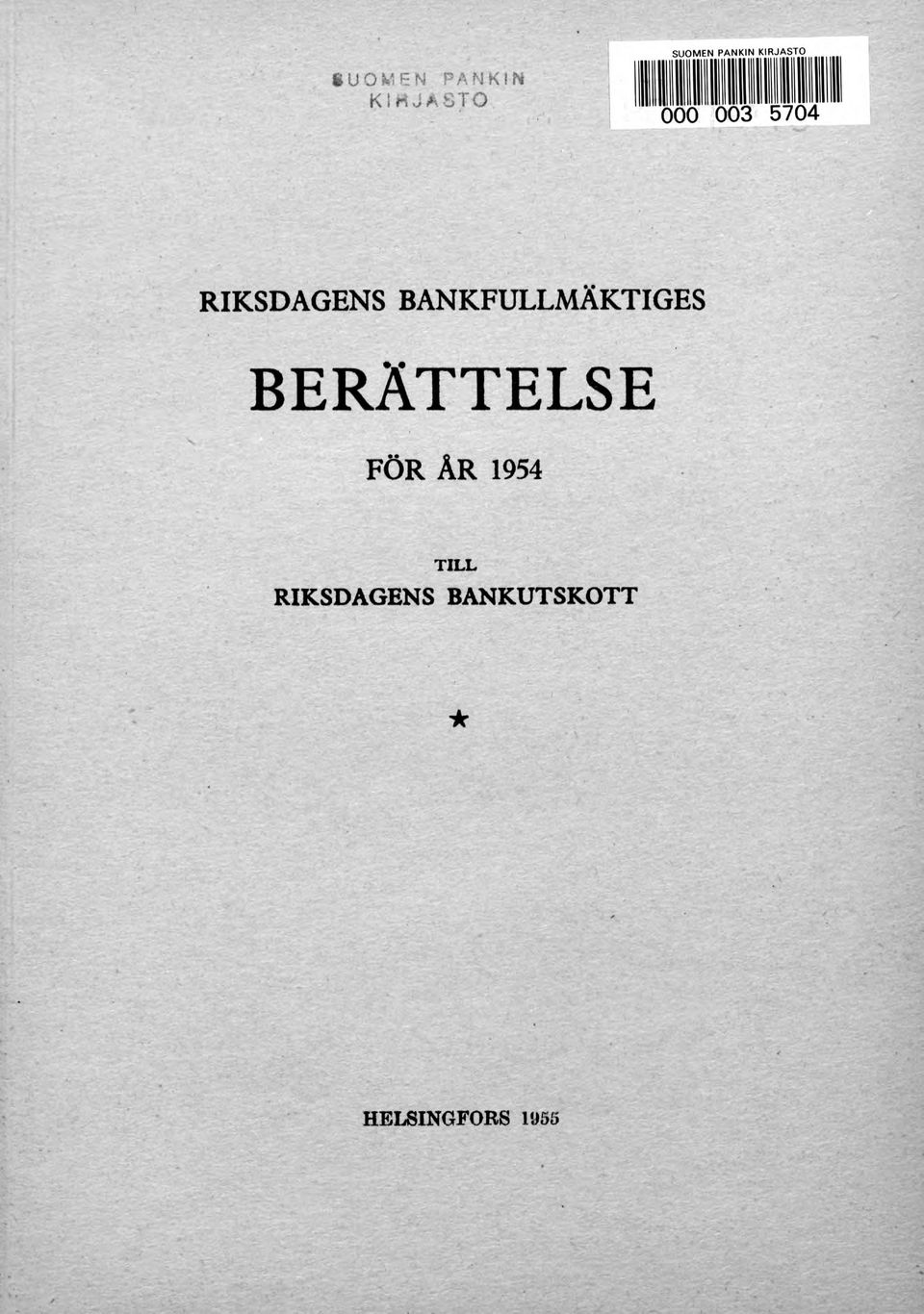 BERÄTTELSE FÖR ÅR 1954