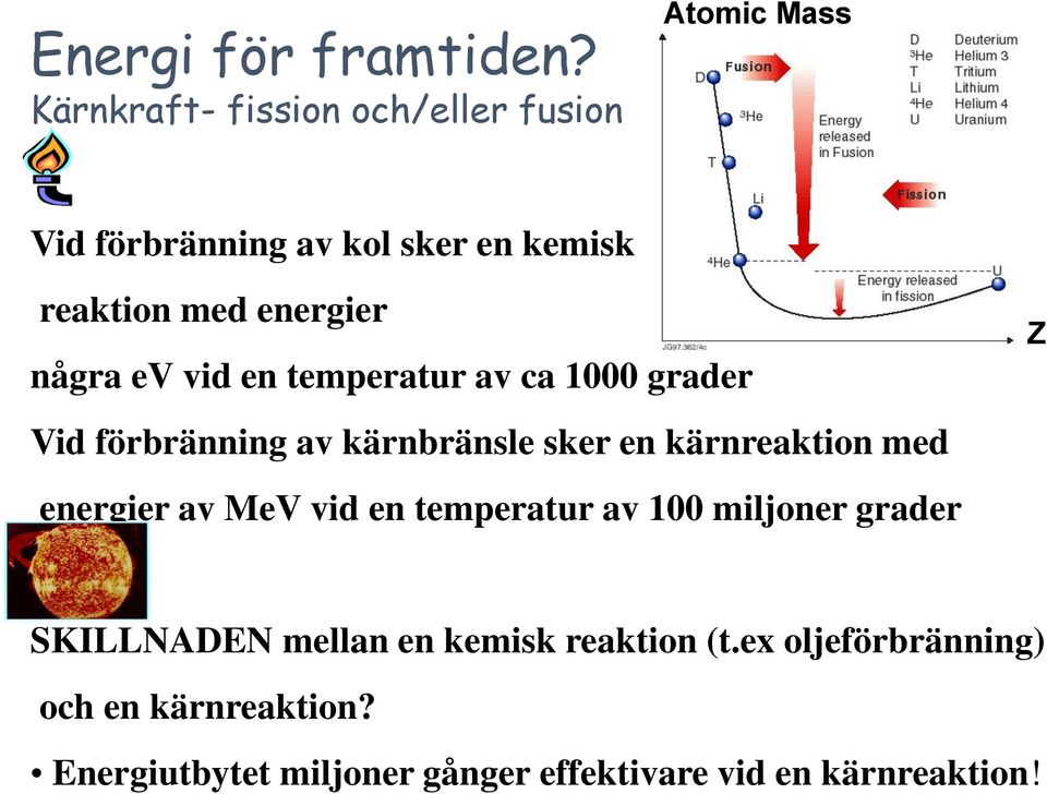 några ev vid en temperatur av ca 1000 grader Vid förbränning av kärnbränsle sker en kärnreaktion med