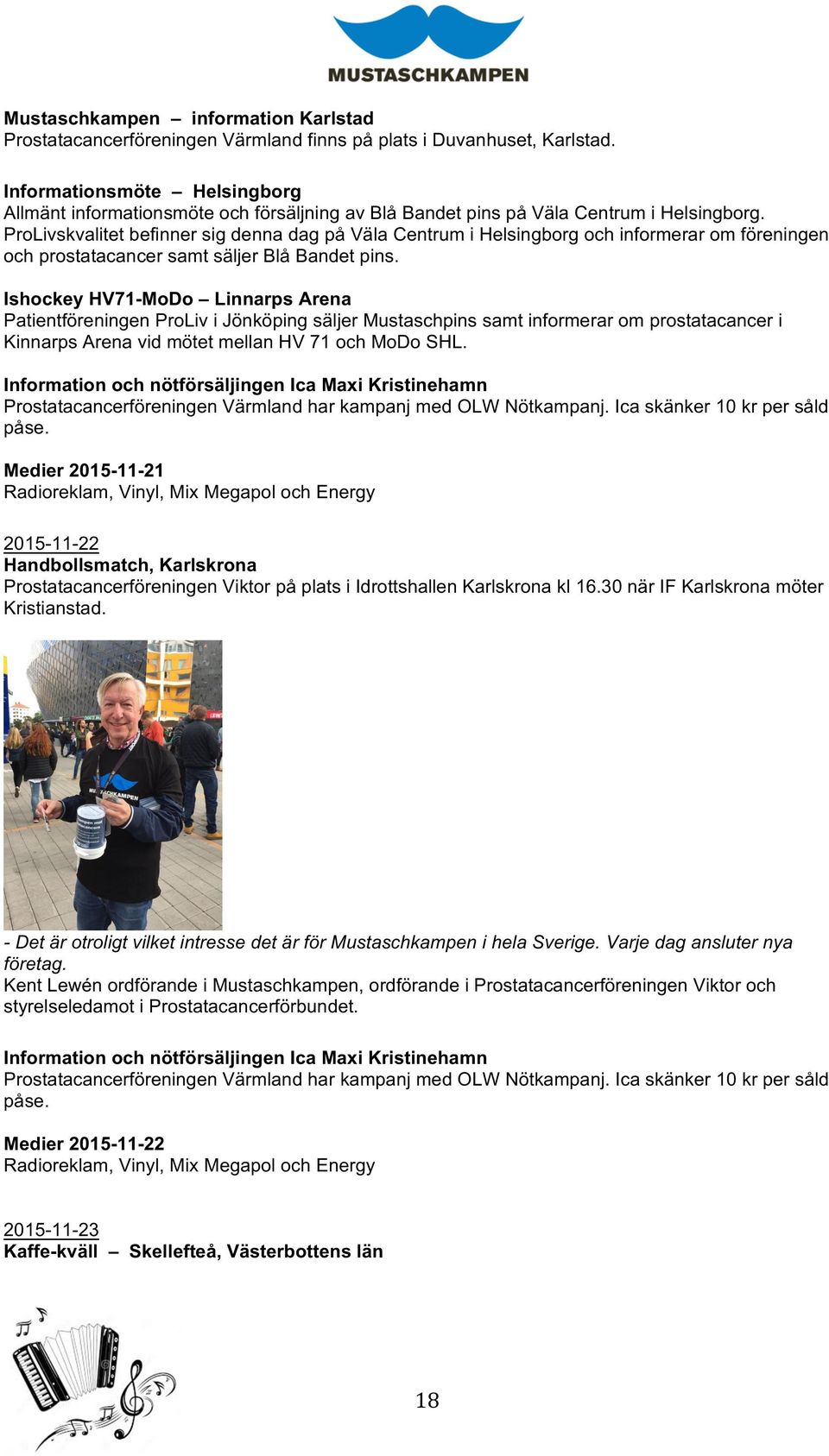 ProLivskvalitet befinner sig denna dag på Väla Centrum i Helsingborg och informerar om föreningen och prostatacancer samt säljer Blå Bandet pins.