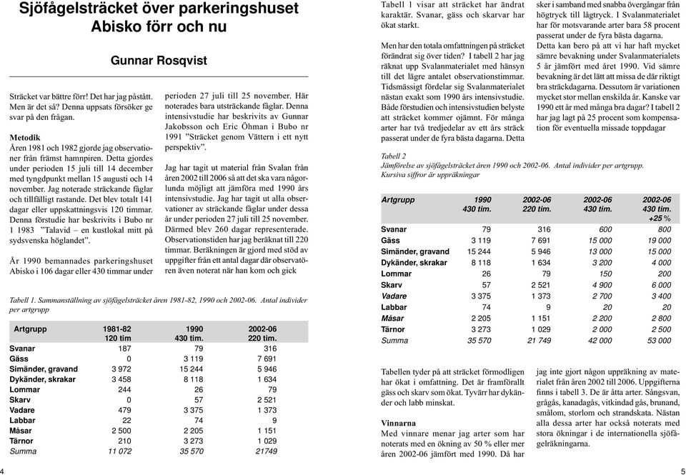 Jag noterade sträckande fåglar och tillfälligt rastande. Det blev totalt 141 dagar eller uppskattningsvis 120 timmar.