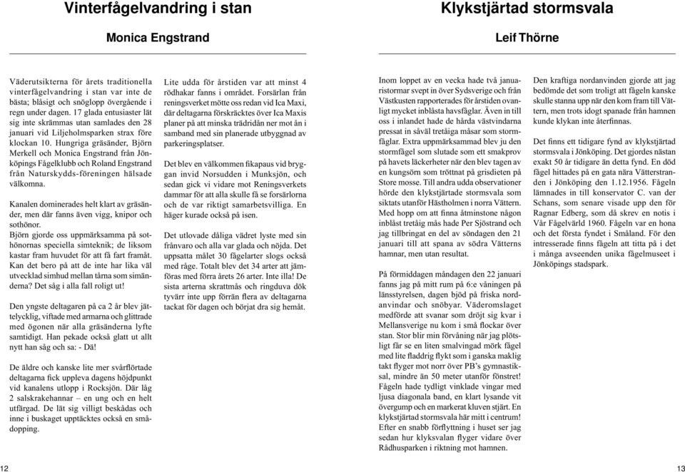 Hungriga gräsänder, Björn Merkell och Monica Engstrand från Jönköpings Fågelklubb och Roland Engstrand från Naturskydds-föreningen hälsade välkomna.