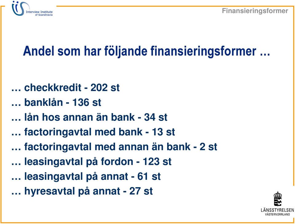 annan än bank - 34 st factoringavtal med bank - 13 st factoringavtal med annan än bank -