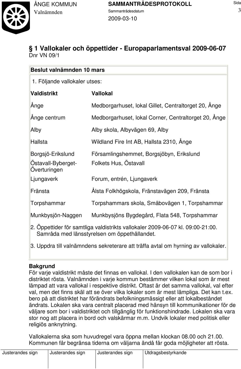 Gillet, Centraltorget 20, Ånge Medborgarhuset, lokal Corner, Centraltorget 20, Ånge Alby skola, Albyvägen 69, Alby Wildland Fire Int AB, Hallsta 2310, Ånge Församlingshemmet, Borgsjöbyn, Erikslund