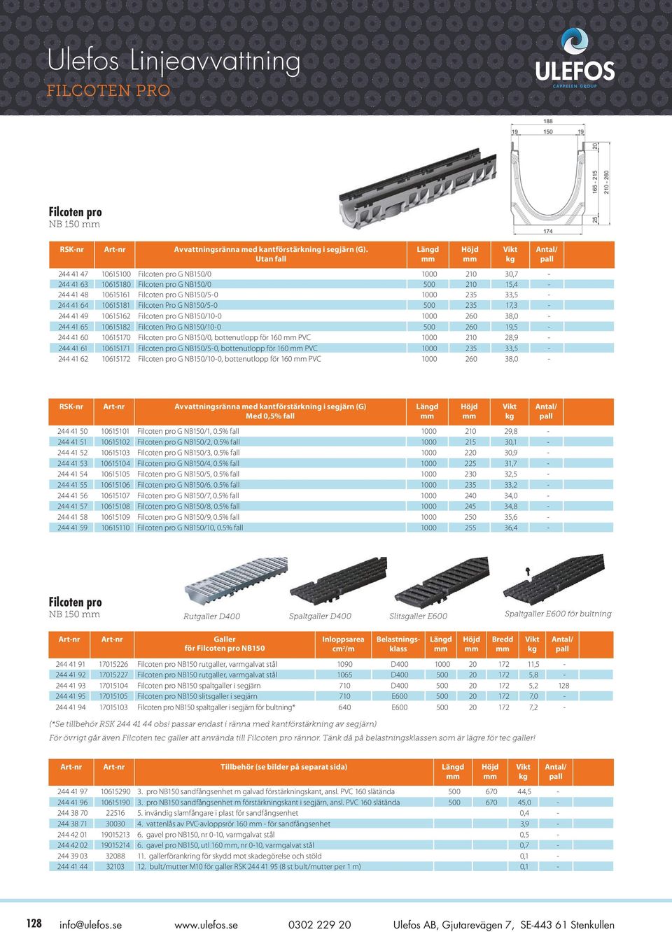 Filcoten Pro G NB150/5-0 500 235 17,3-244 41 49 10615162 Filcoten pro G NB150/10-0 1000 260 38,0-244 41 65 10615182 Filcoten Pro G NB150/10-0 500 260 19,5-244 41 60 10615170 Filcoten pro G NB150/0,