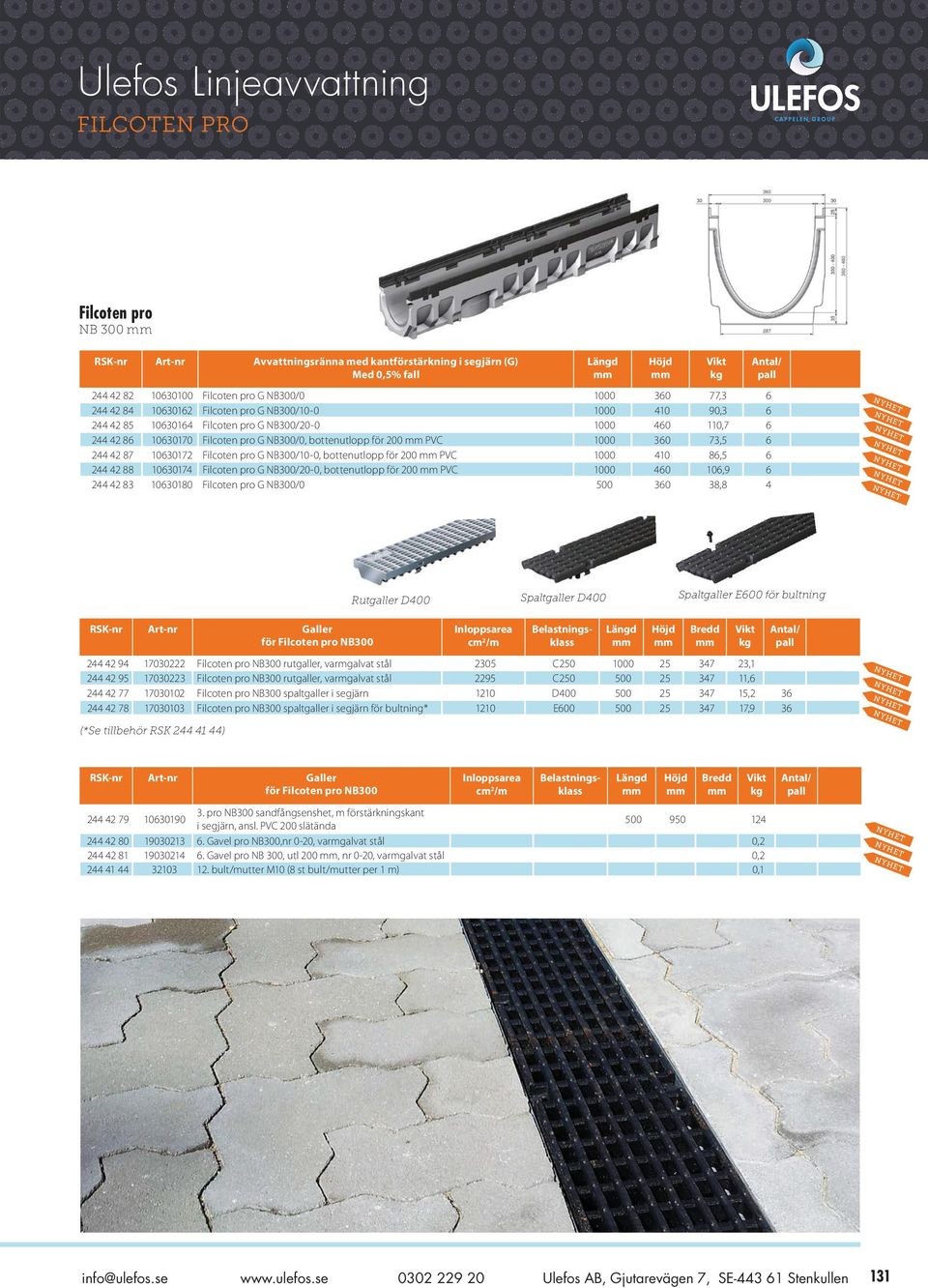 Filcoten pro G NB300/10-0, bottenutlopp för 200 PVC 1000 410 86,5 6 244 42 88 10630174 Filcoten pro G NB300/20-0, bottenutlopp för 200 PVC 1000 460 106,9 6 244 42 83 10630180 Filcoten pro G NB300/0