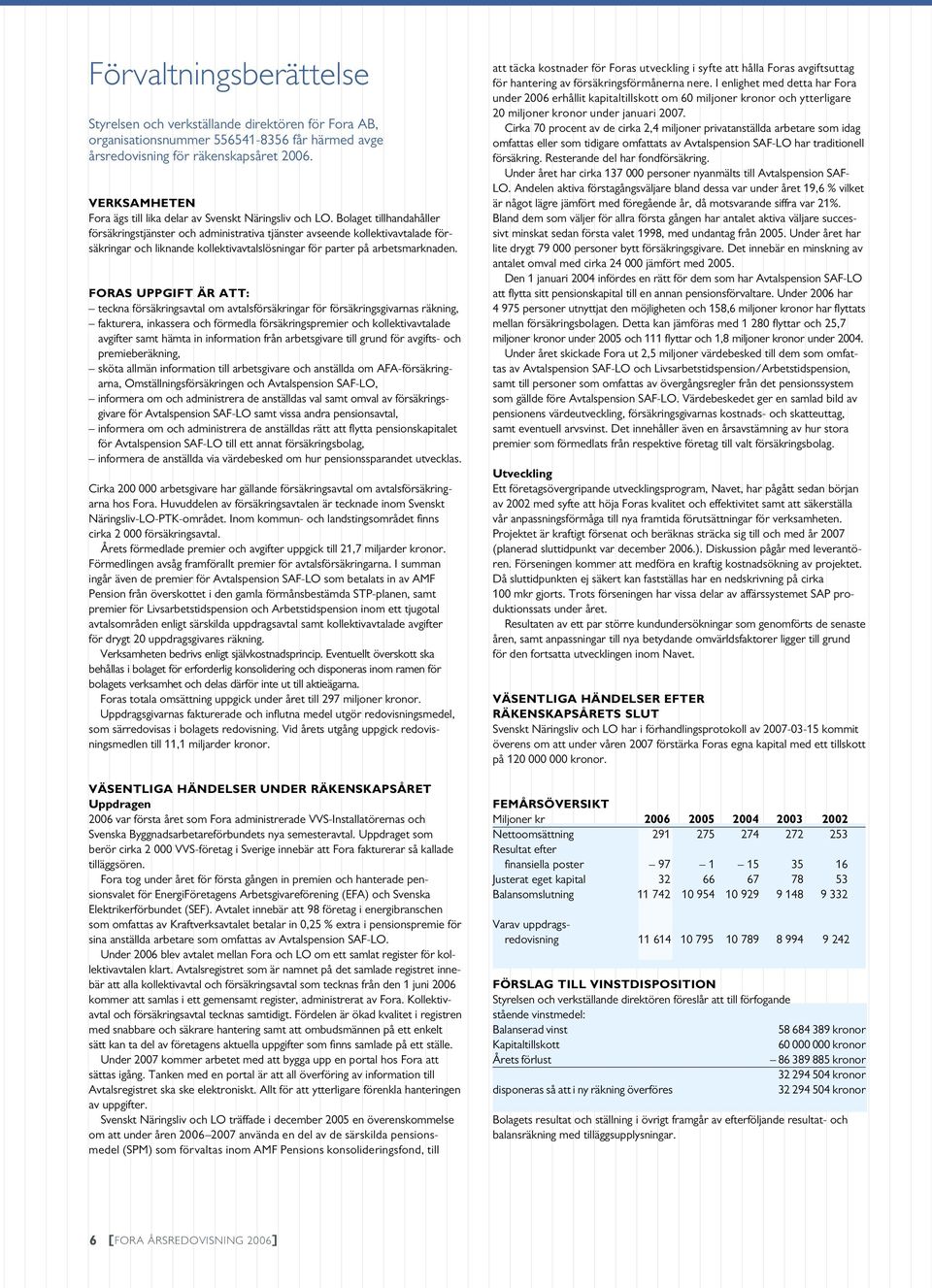 Bolaget tillhandahåller försäkringstjänster och administrativa tjänster avseende kollektivavtalade försäkringar och liknande kollektivavtalslösningar för parter på arbetsmarknaden.