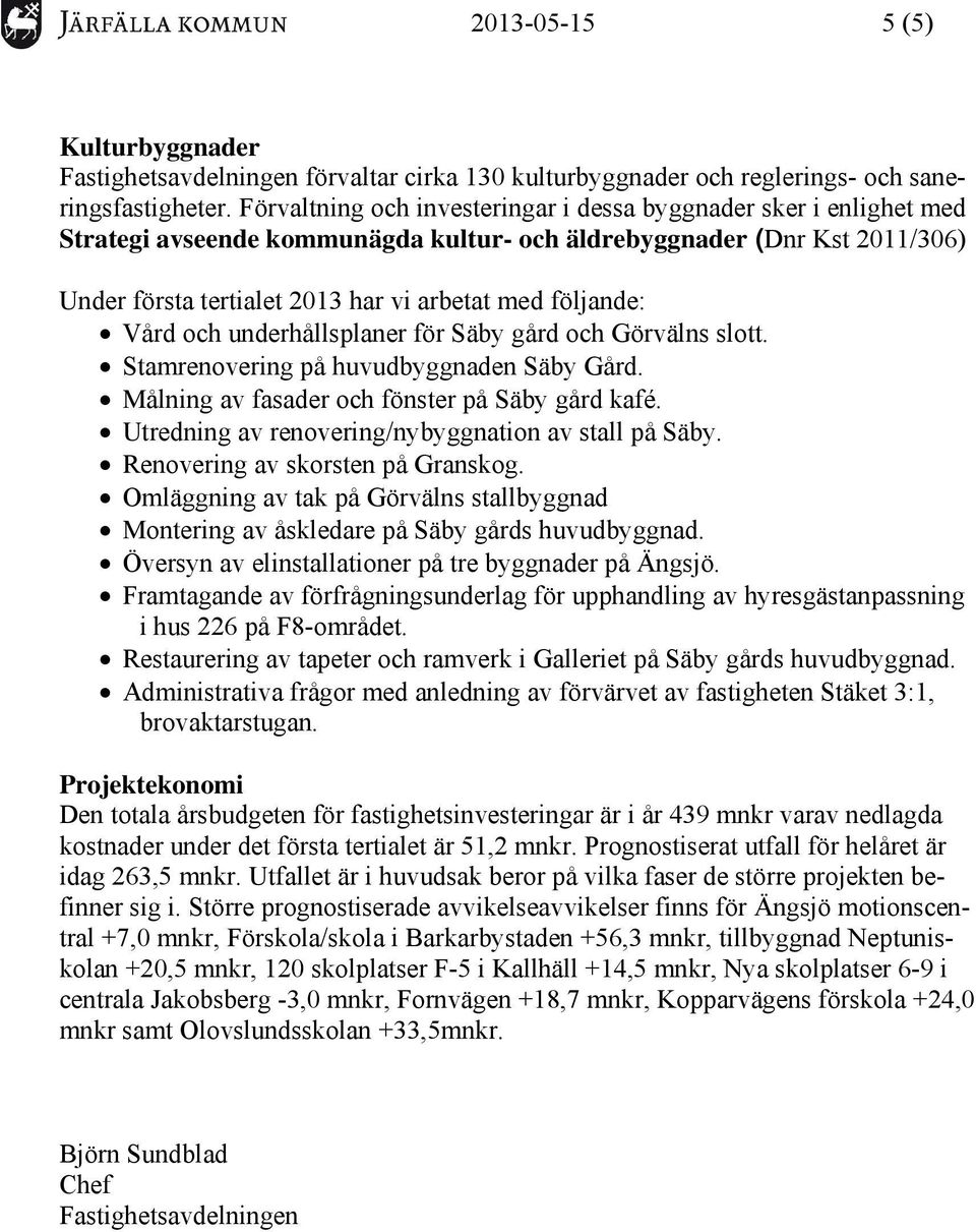 Vård och underhållsplaner för Säby gård och Görvälns slott. Stamrenovering på huvudbyggnaden Säby Gård. Målning av fasader och fönster på Säby gård kafé.