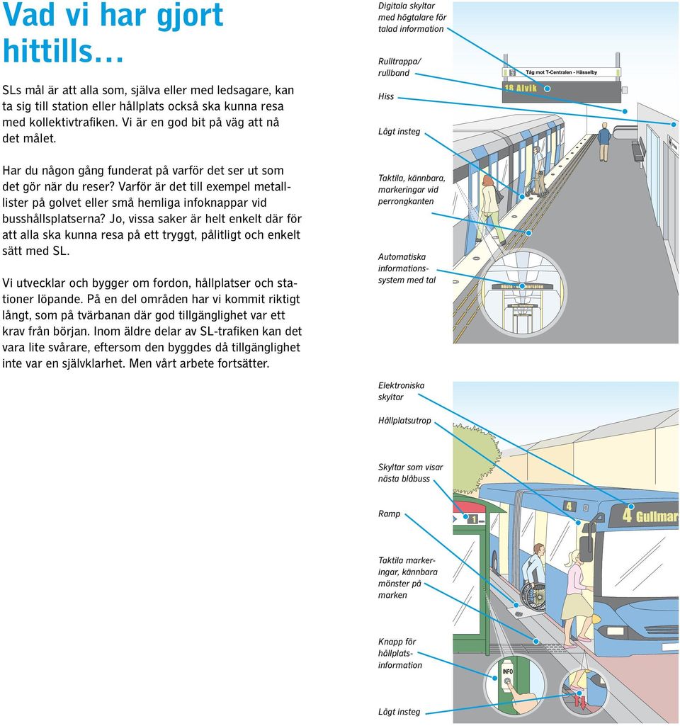 Varför är det till exempel metalllister på golvet eller små hemliga infoknappar vid busshållsplats erna?