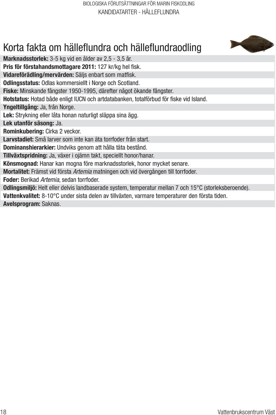 Hotstatus: Hotad både enligt IUCN och artdatabanken, totalförbud för fiske vid Island. Yngeltillgång: Ja, från Norge. Lek: Strykning eller låta honan naturligt släppa sina ägg. Lek utanför säsong: Ja.