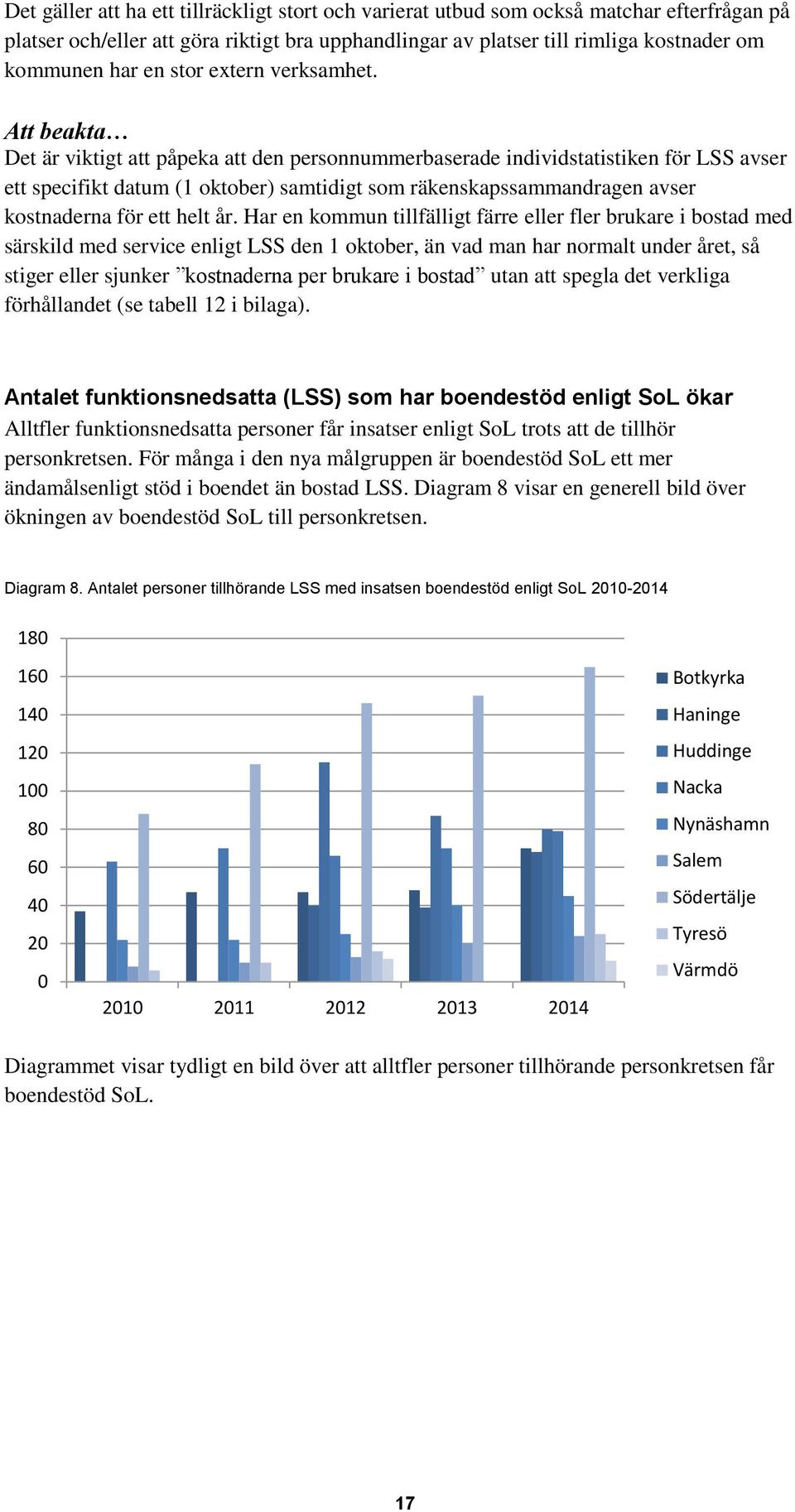 Att beakta Det är viktigt att påpeka att den personnummerbaserade individstatistiken för LSS avser ett specifikt datum (1 oktober) samtidigt som räkenskapssammandragen avser kostnaderna för ett helt