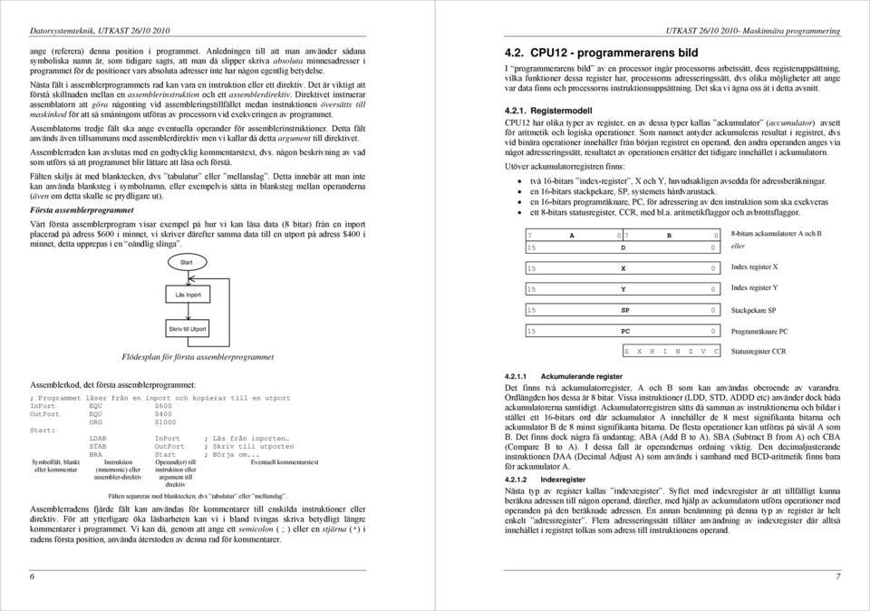 egentlig betydelse. Nästa fält i assemblerprogrammets rad kan vara en instruktion eller ett direktiv. Det är viktigt att förstå skillnaden mellan en assemblerinstruktion och ett assemblerdirektiv.