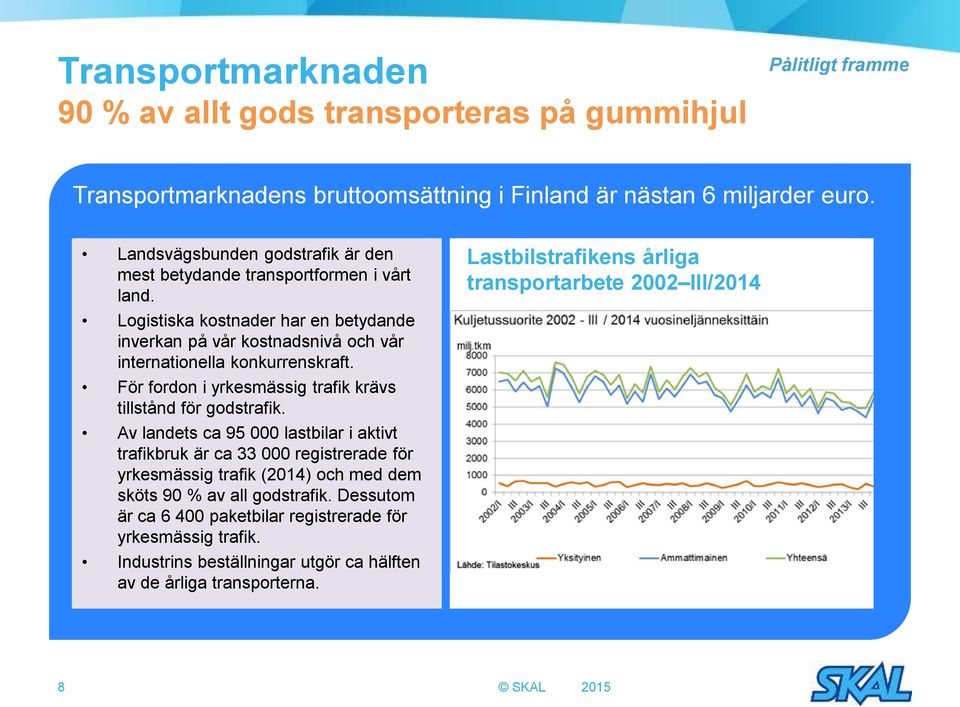 Logistiska kostnader har en betydande inverkan på vår kostnadsnivå och vår internationella konkurrenskraft. För fordon i yrkesmässig trafik krävs tillstånd för godstrafik.