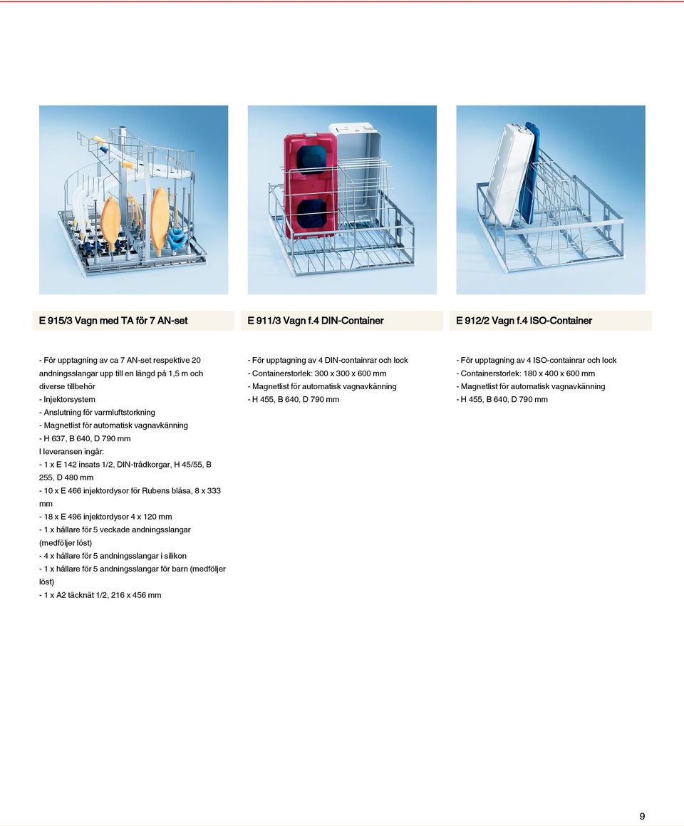 och - Containerstorlek: 300 x 300 x 600 mm - Containerstorlek: 180 x 400 x 600 mm diverse tillbehör - Magnetlist för automatisk vagnavkänning - Magnetlist för automatisk vagnavkänning -