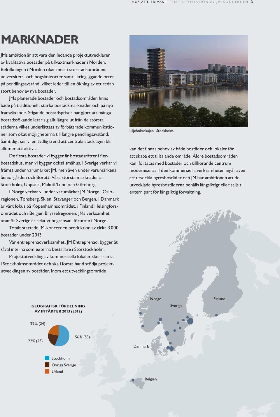 bostäder. JMs planerade bostäder och bostadsområden finns både på traditionellt starka bostadsmarknader och på nya framväxande.