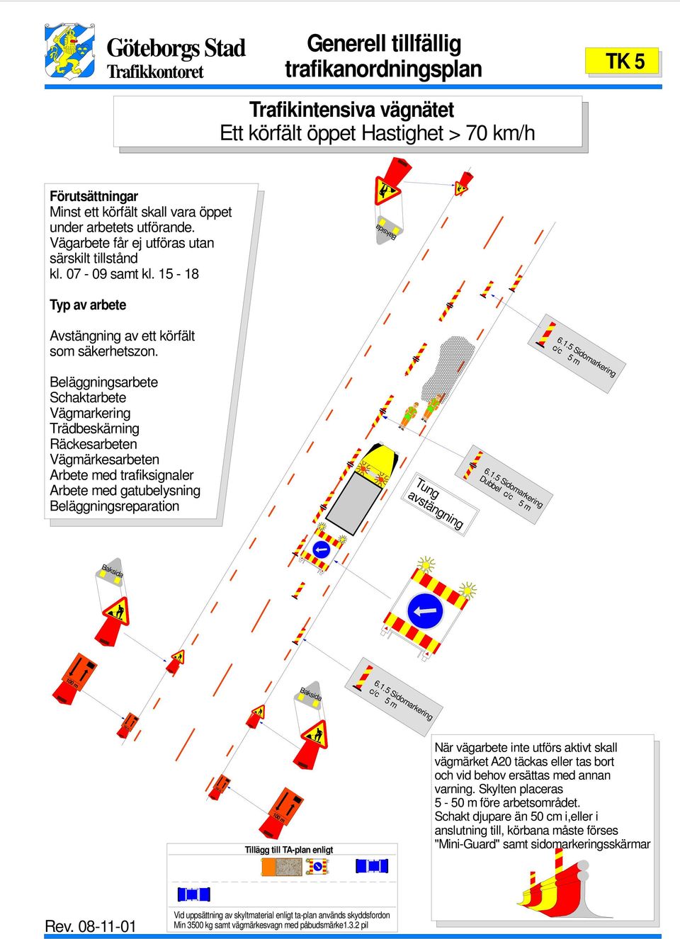 07-09 sat kl. 15-18 Avstängning av ett körfält so szon.