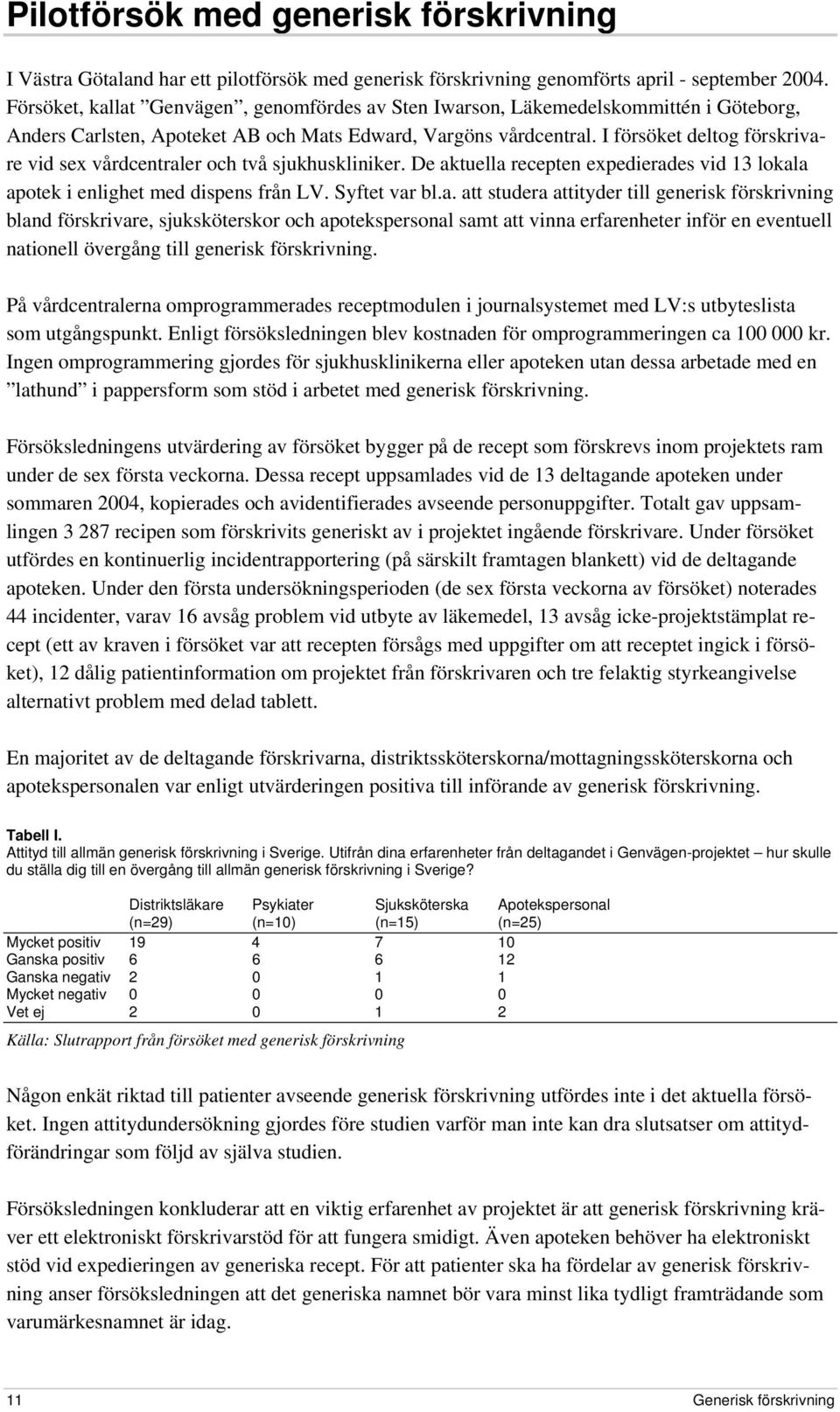 I försöket deltog förskrivar