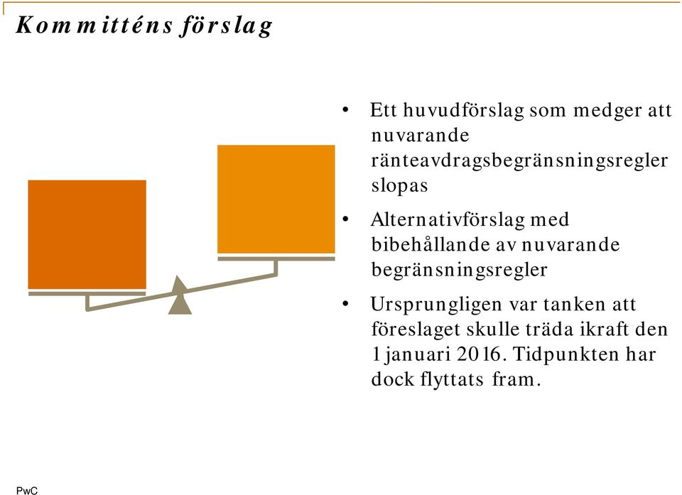 bibehållande av nuvarande begränsningsregler Ursprungligen var tanken