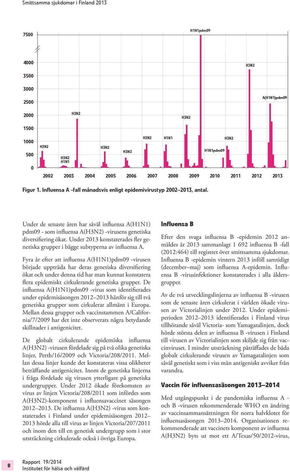 Under 2013 konstaterades fler genetiska grupper i bägge subtyperna av influensa A.