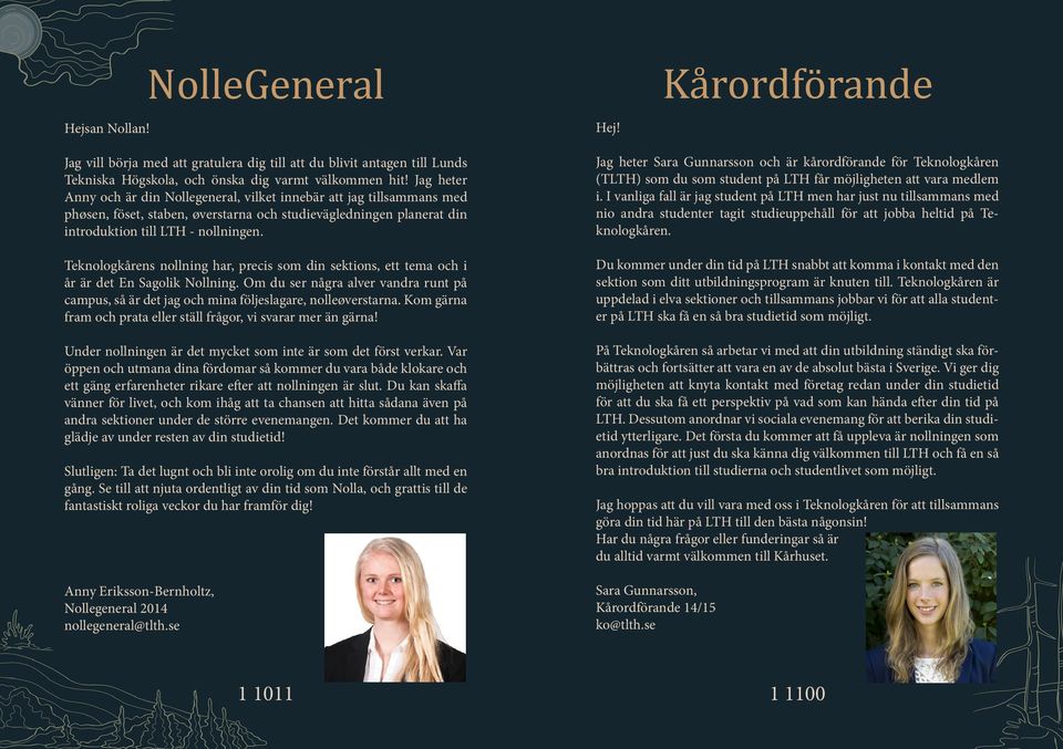 Teknologkårens nollning har, precis som din sektions, ett tema och i år är det En Sagolik Nollning. Om du ser några alver vandra runt på campus, så är det jag och mina följeslagare, nolleøverstarna.