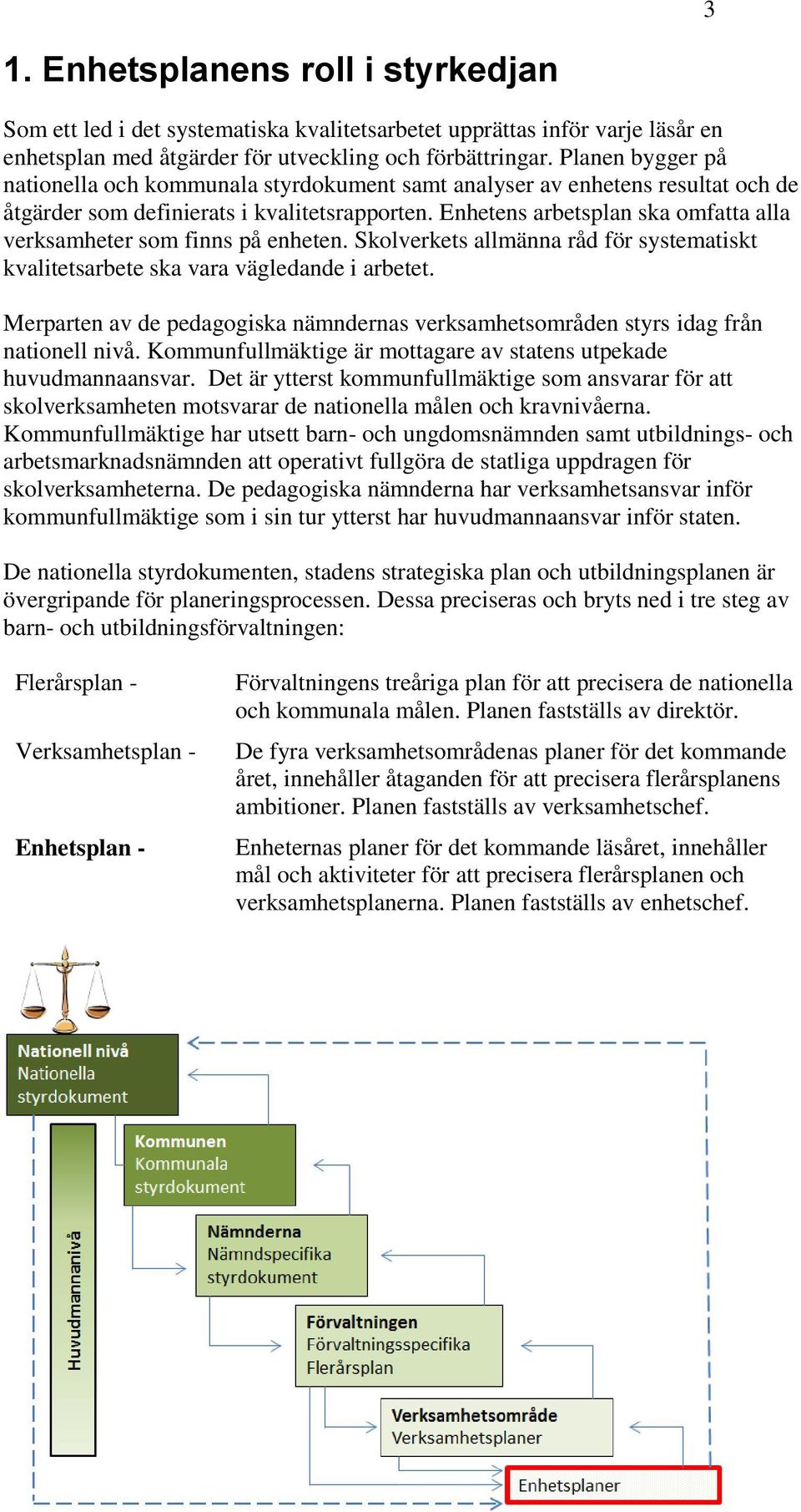 Enhetens arbetsplan ska omfatta alla verksamheter som finns på enheten. Skolverkets allmänna råd för systematiskt kvalitetsarbete ska vara vägledande i arbetet.