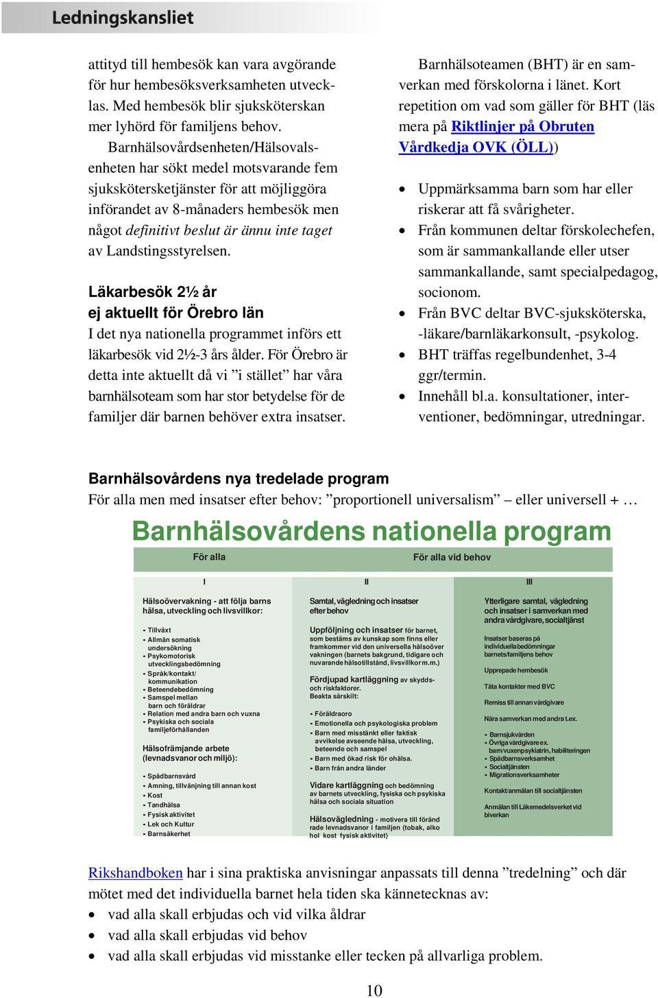 Landstingsstyrelsen. Läkarbesök 2½ år ej aktuellt för Örebro län I det nya nationella programmet införs ett läkarbesök vid 2½-3 års ålder.