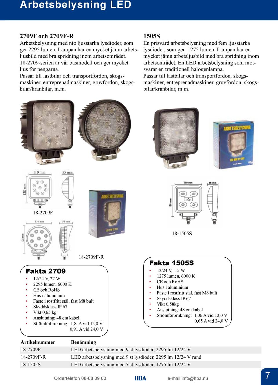 Lampan har en mycket jämn arbetsljusbild med bra spridning inom arbetsområdet. En LED arbetsbelysning som motsvarar en traditionell halogenlampa.