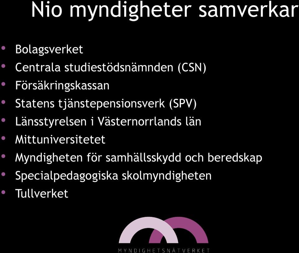 Länsstyrelsen i Västernorrlands län Mittuniversitetet Myndigheten