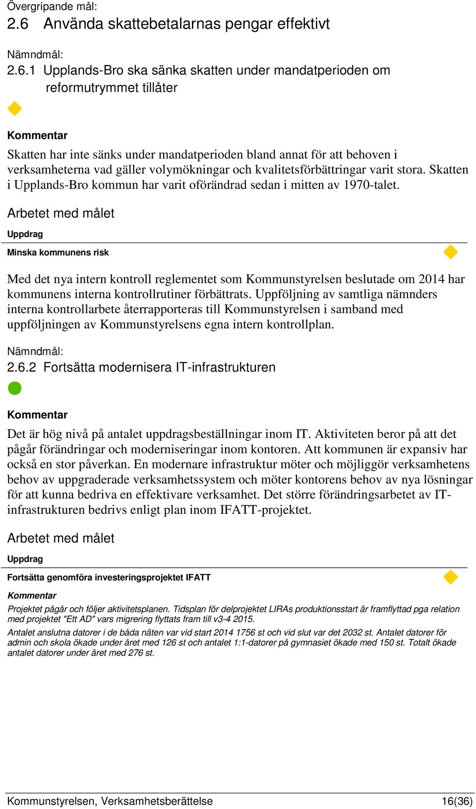 1 Upplands-Bro ska sänka skatten under mandatperioden om reformutrymmet tillåter Skatten har inte sänks under mandatperioden bland annat för att behoven i verksamheterna vad gäller volymökningar och