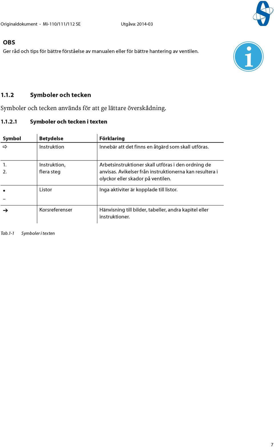 . 2. Instruktion, flera steg Listor Arbetsinstruktioner skall utföras i den ordning de anvisas.