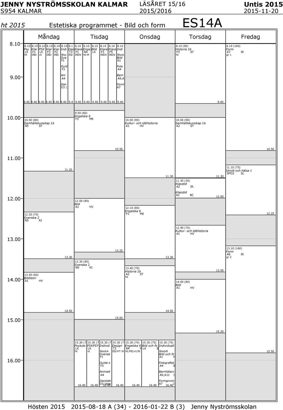 50 (60) 6 ME (90) Kultur- och idéhistoria V (90) Samhällskunskap 1b A2 ST 10.50 10.50 (75) SPD2 S (30) A2 IR. 12.20 (70) Svenska 2 N5 RI (80) V 12.10 (80) 6 ME A2 BC 12.25 12.