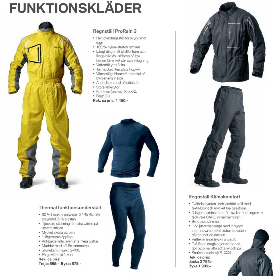 ca pris: 1 450:- Thermal funktionsunderställ 60 % bioaktiv polyester, 34 % Skinlife polyamid, 6 % elastan Tjockare stickning för extra värme på utsatta ställen Mycket sköna att bära