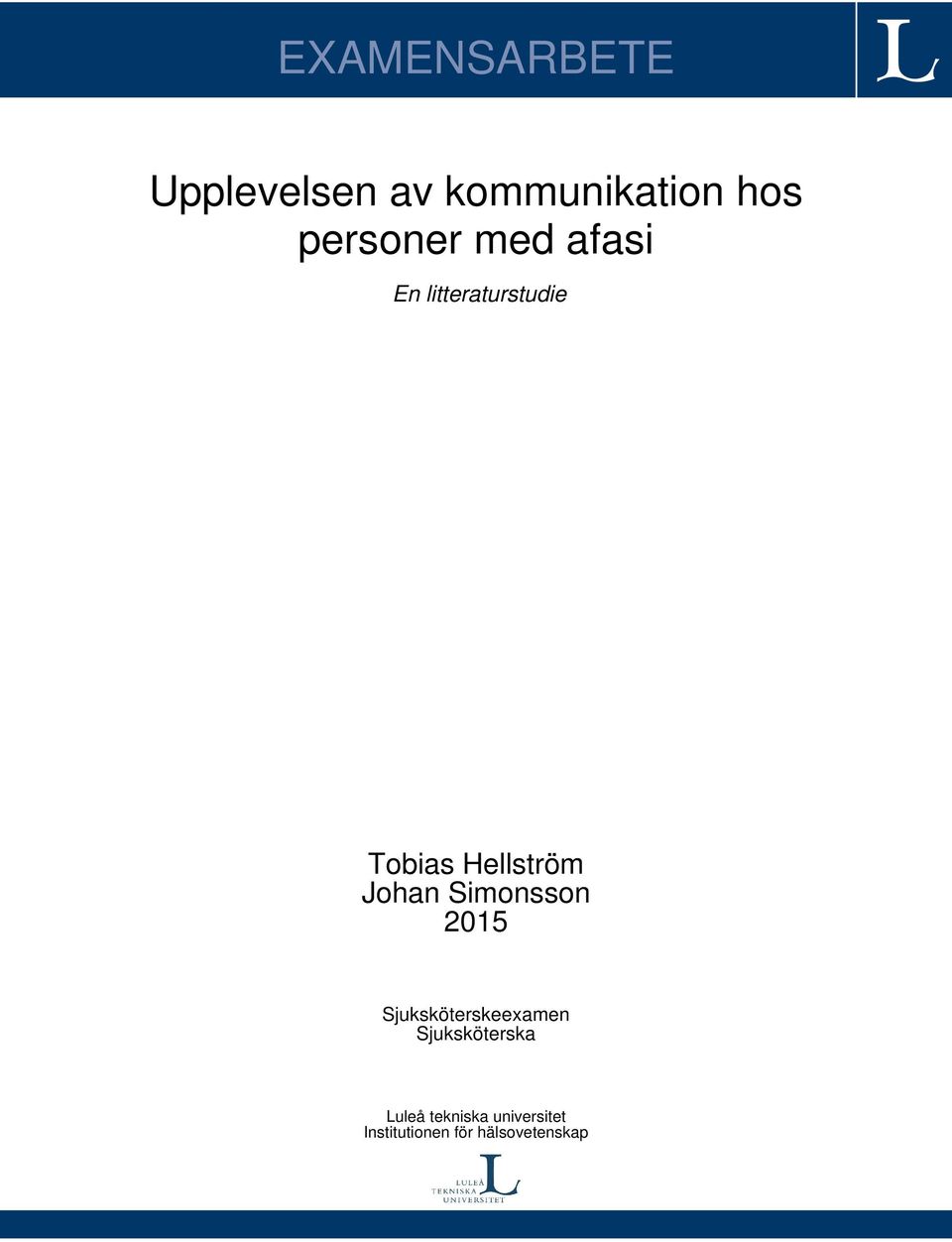 Hellström Johan Simonsson 2015 Sjuksköterskeexamen