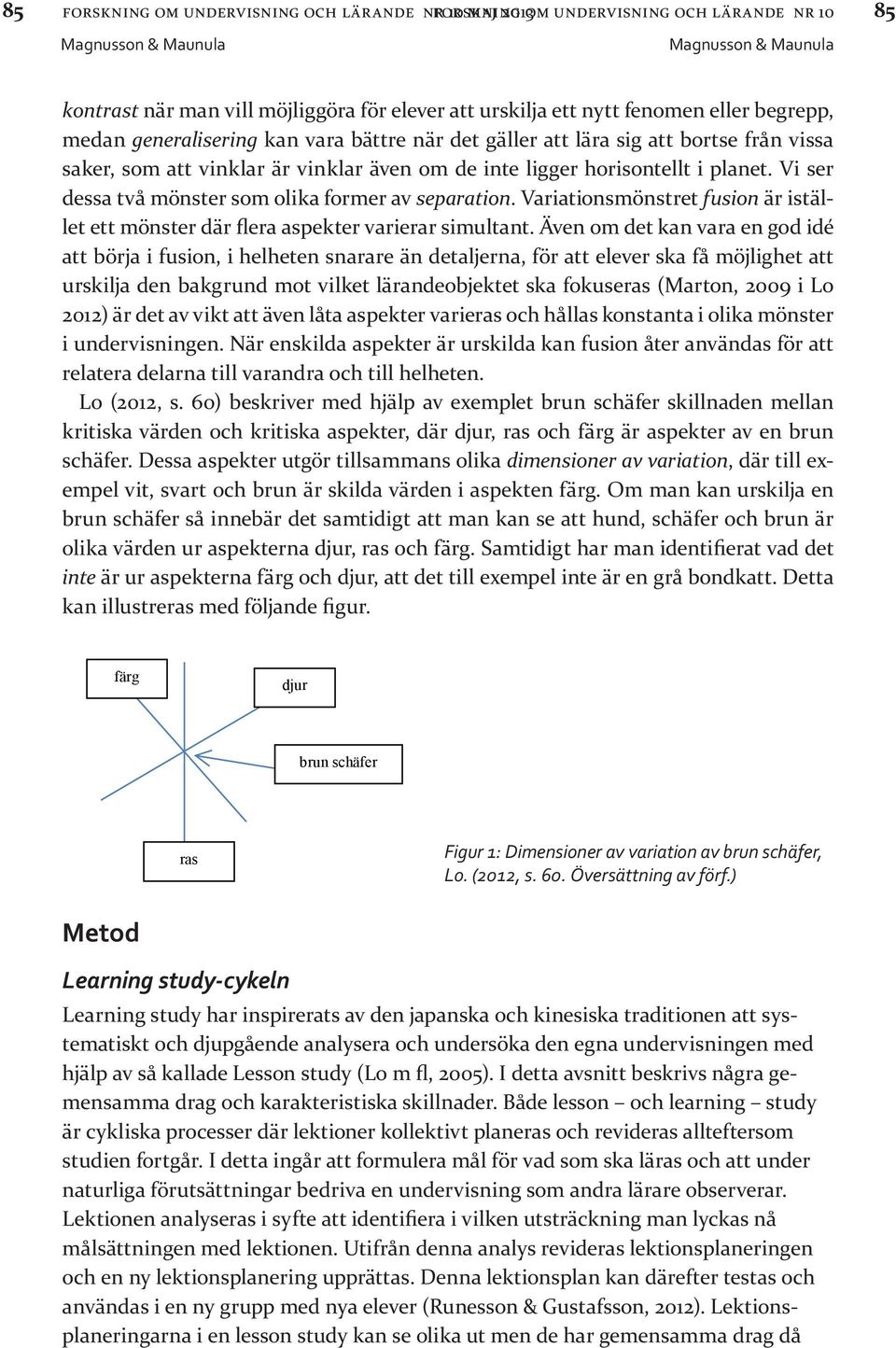 Vi ser dessa två mönster som olika former av separation. Variationsmönstret fusion är istället ett mönster där flera aspekter varierar simultant.