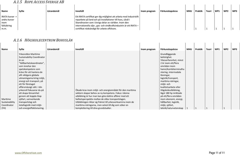 Inom den internationella olje-, gas- och vindkraftsindustrin är ett IRATA certifikat nödvändigt för arbete offshore. 1 